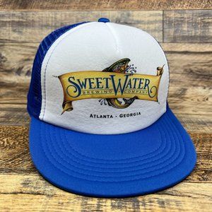 Sweet Water Brewing Company Mens Trucker Hat Blue Snapback Atlanta Georgia Beer